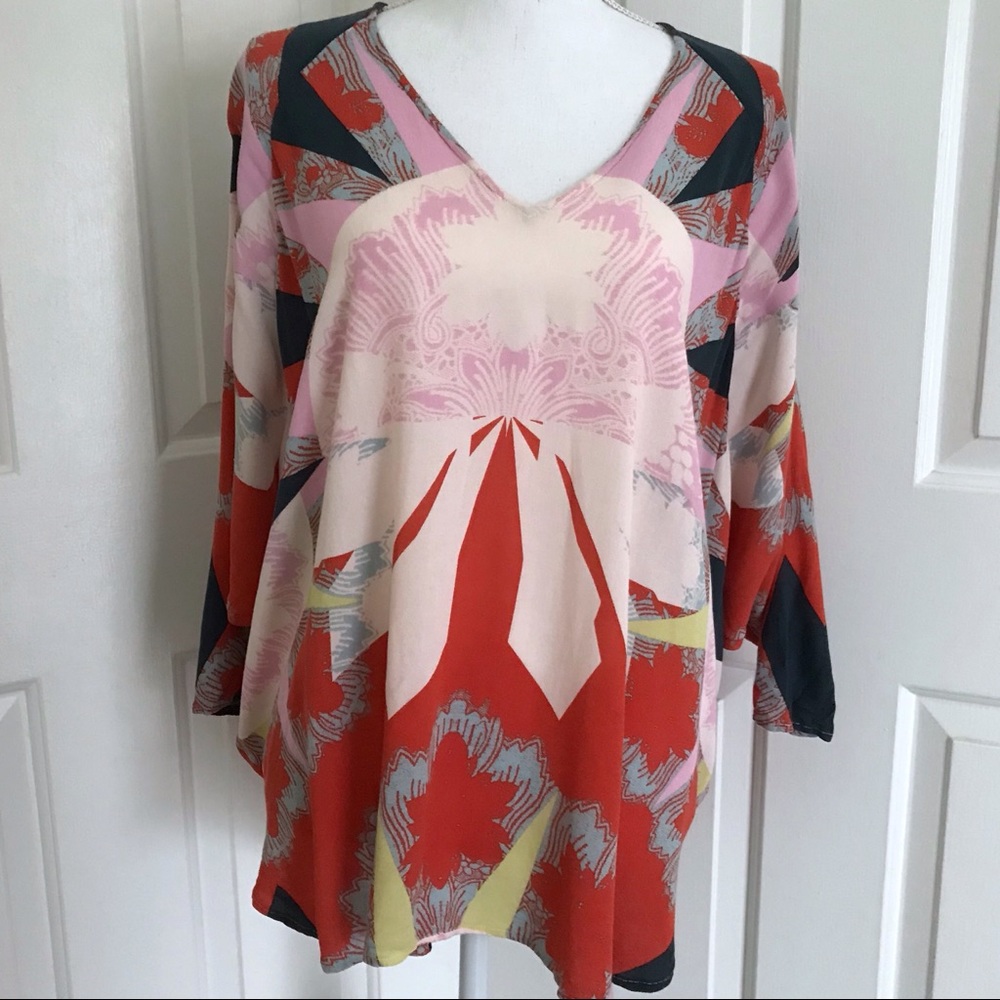 FREE PEOPLE Sunrise pullover XS pink orange blue